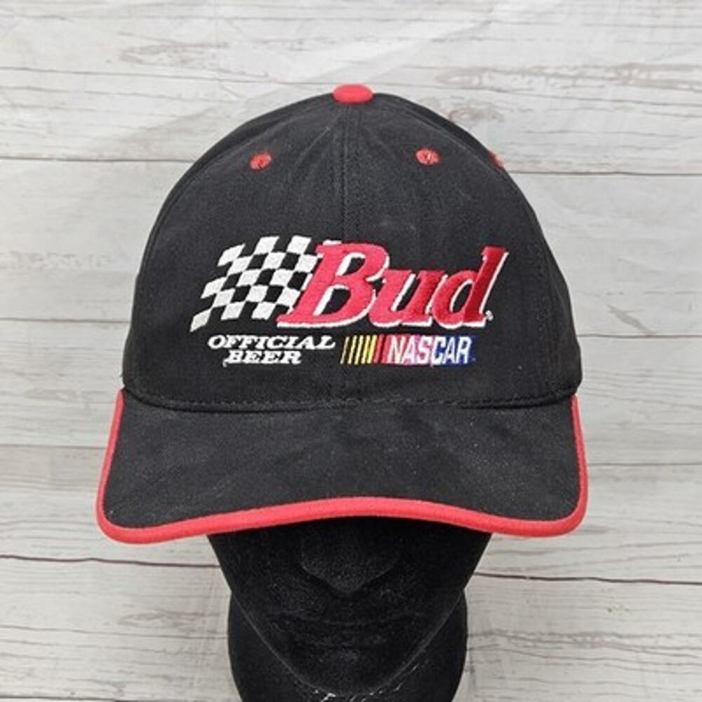 Vintage Bud Beer Racing Nascar Snapback Hat Cap Adult Budweiser Black USA Made